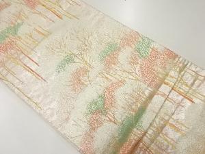 アンティーク　樹木模様織出し袋帯（着用可）
